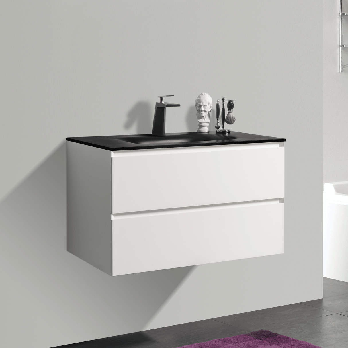KOLO 0807 Wall Hung 34-inch Bathroom Vanity in Matte White Finish