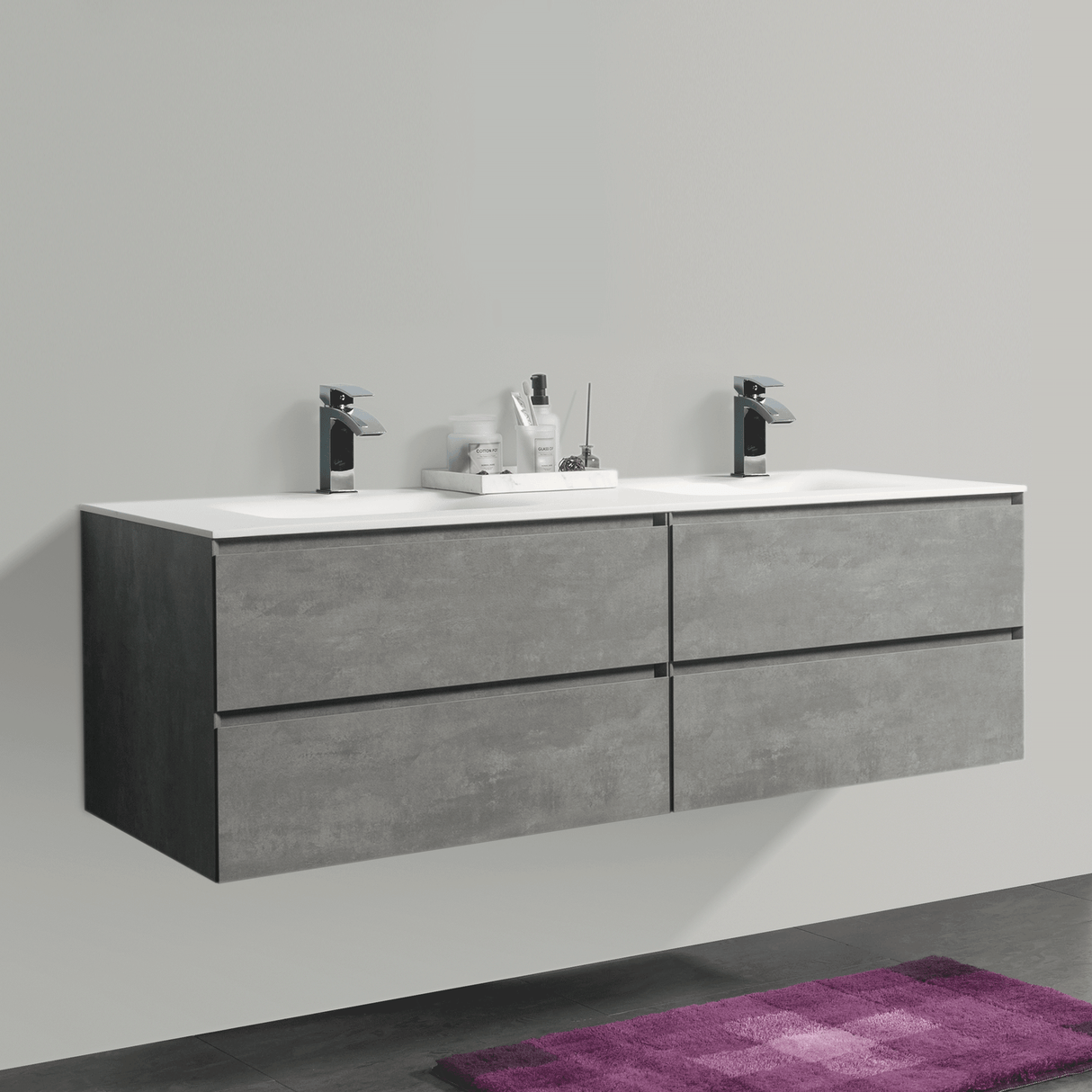 KOLO 0832 Wall Hung 68-inch Bathroom Vanity in Stone Gray Finish