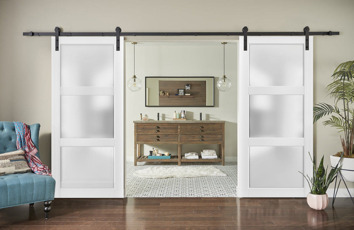 Lucia 2552 White SIlk with Frosted Glass