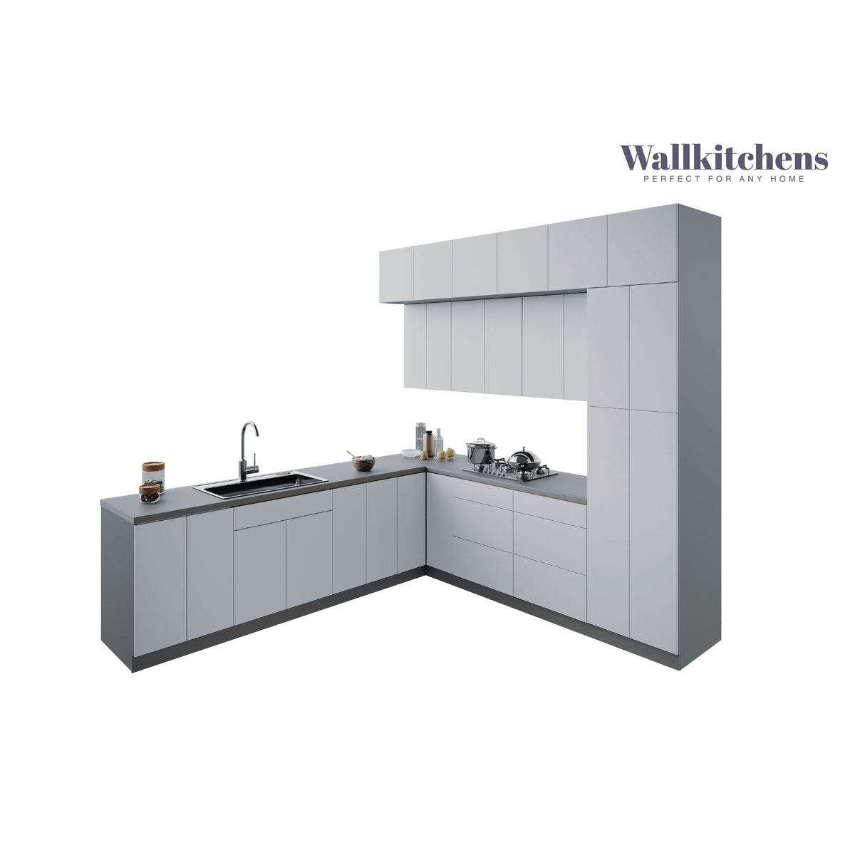 Kitchen Culinary Haven Collection White Gloss Color Base Size 9Ft Wide