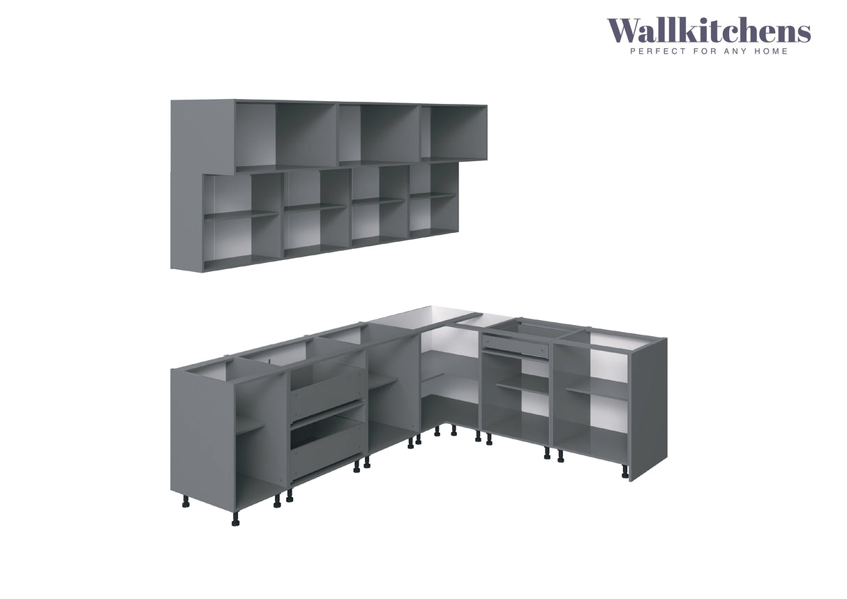 Kitchen Radiance Collection Natural Teak & Gray Color Base Size 9Ft Wide