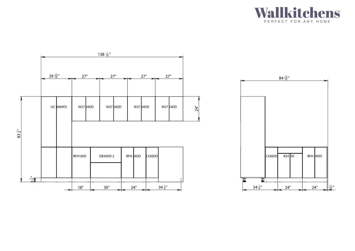 Kitchen Prestige Collection White Matte Color Base Size 11Ft Wide