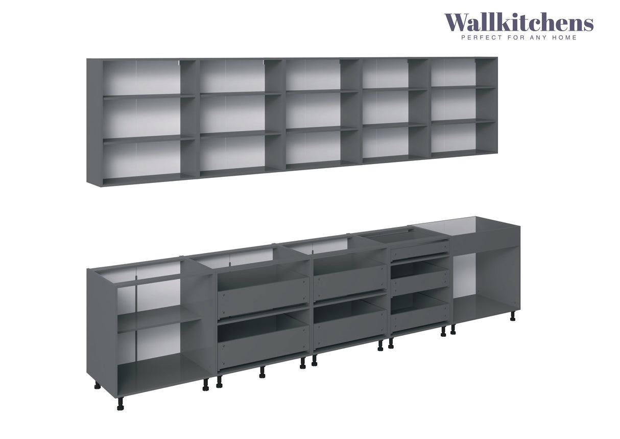 Kitchen Signature Collection Natural Teak & White Gloss Color Base Size 13Ft Wide