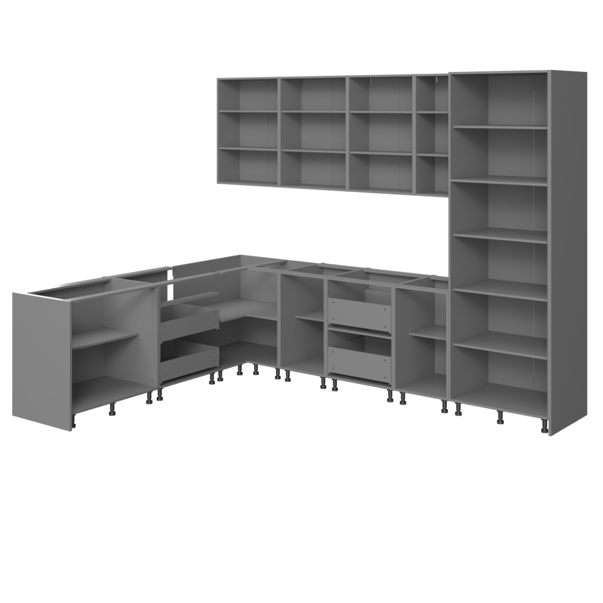 Kitchen Harmony Collection White Gloss & Natural Teak Color Base Size 8x10Ft Wide