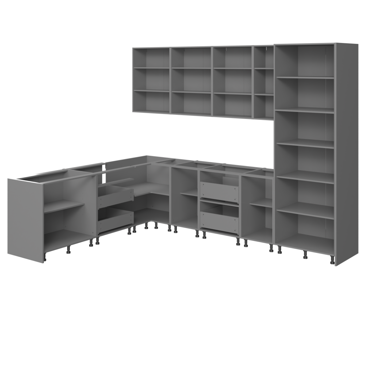 Kitchen Harmony Collection White Gloss & Gray Color Base Size 8x10Ft Wide
