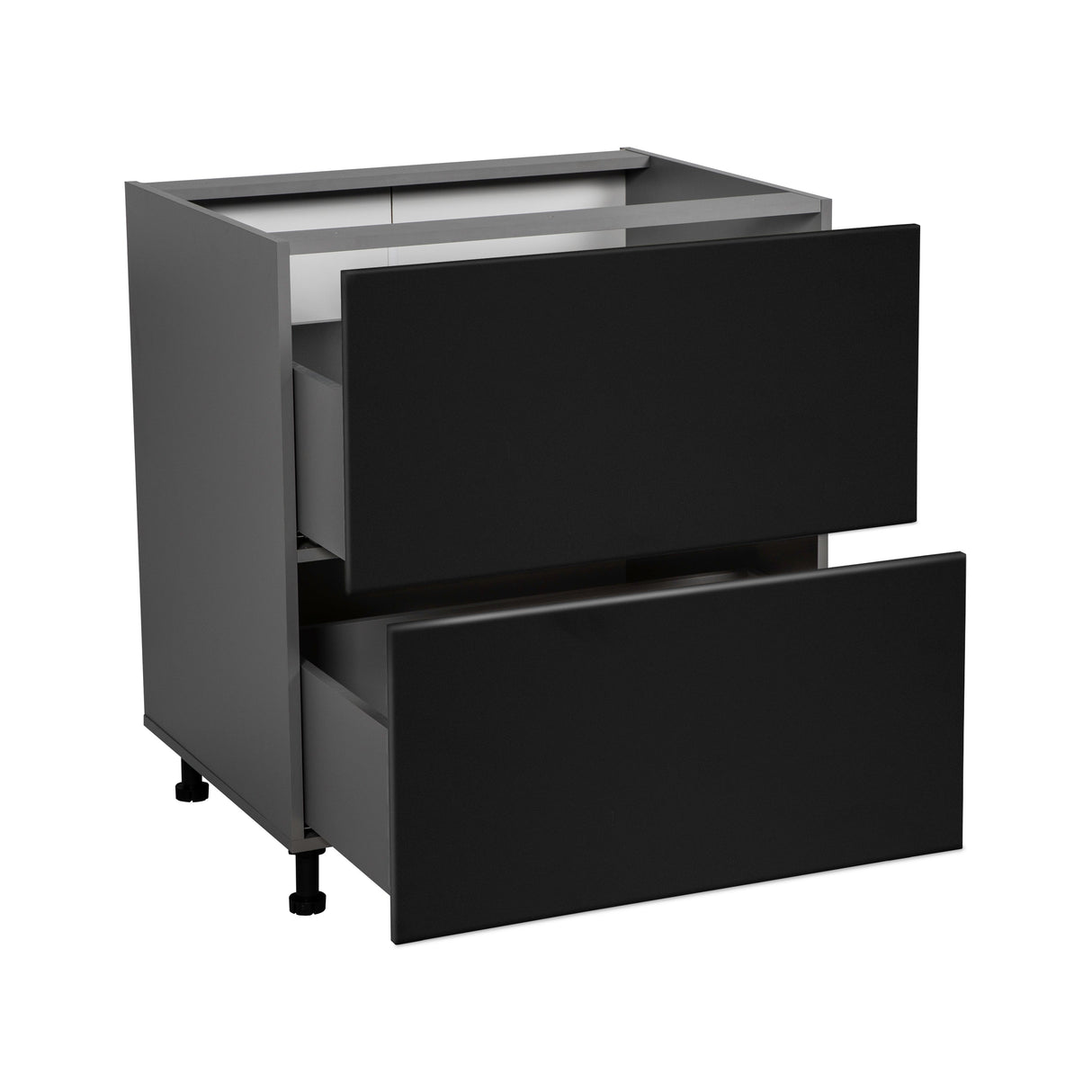 30" Base Cabinet-Double Door-Two Drawer-with Black Matte door