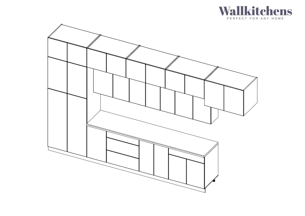 Kitchen Serene Collection White Gloss Color Base Size 15Ft Wide