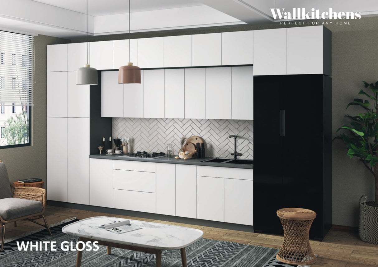 Kitchen Serene Collection White Gloss Color Base Size 15Ft Wide