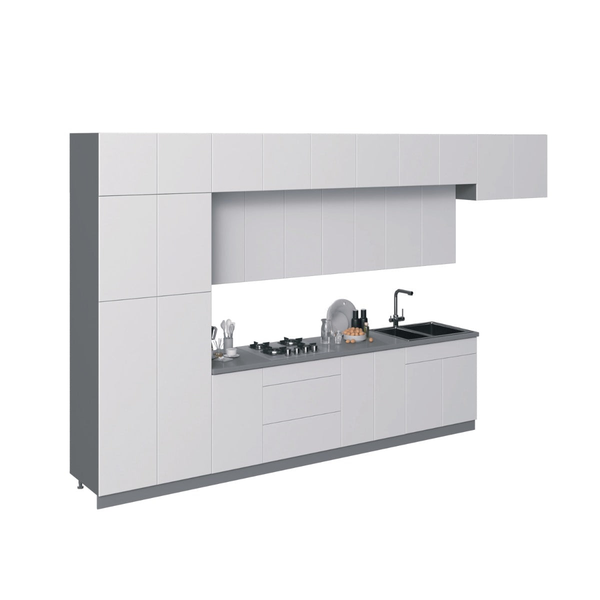 Kitchen Serene Collection White Gloss Color Base Size 15Ft Wide