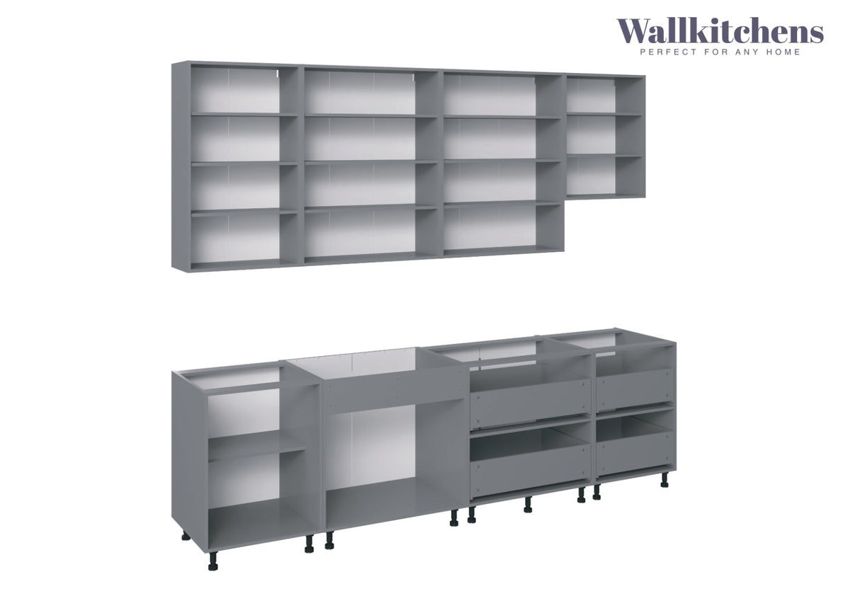 Kitchen Contemporary Collection White Matte Color Base Size 9.5Ft Wide