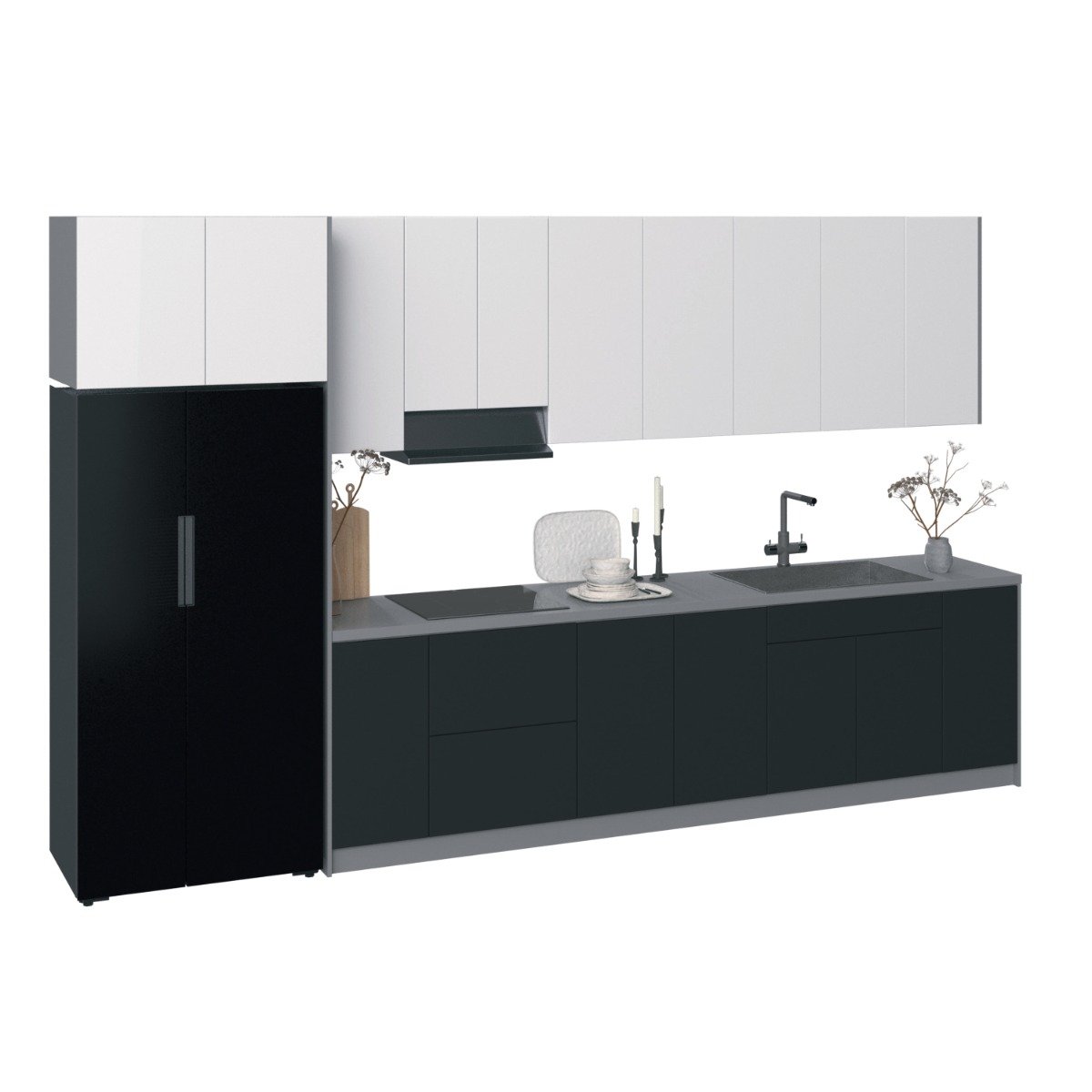 Kitchen Timeless Collection Black & White Gloss Color Base Size 13Ft Wide