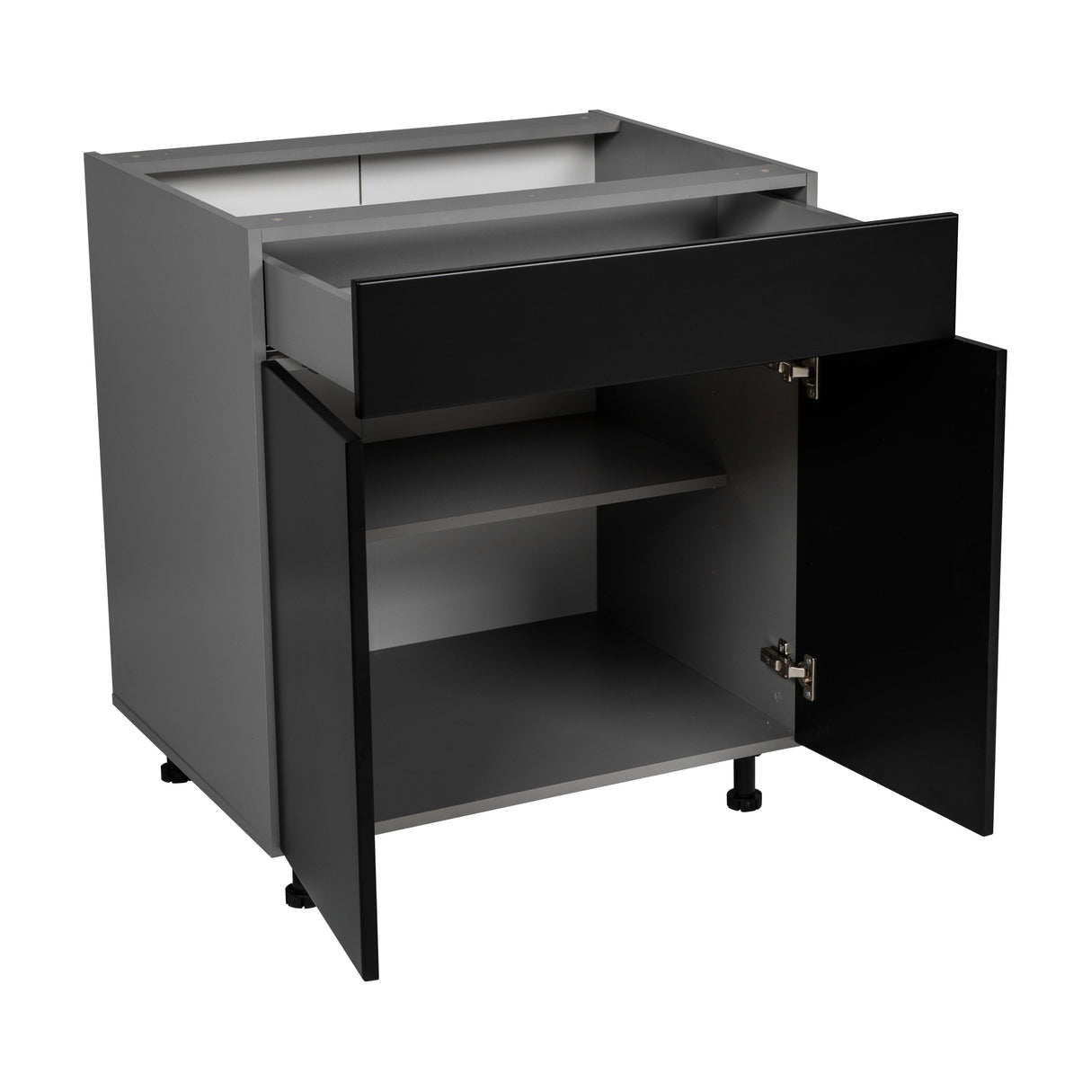 30" Base Cabinet Double Door Single Drawer with Natural Teak door