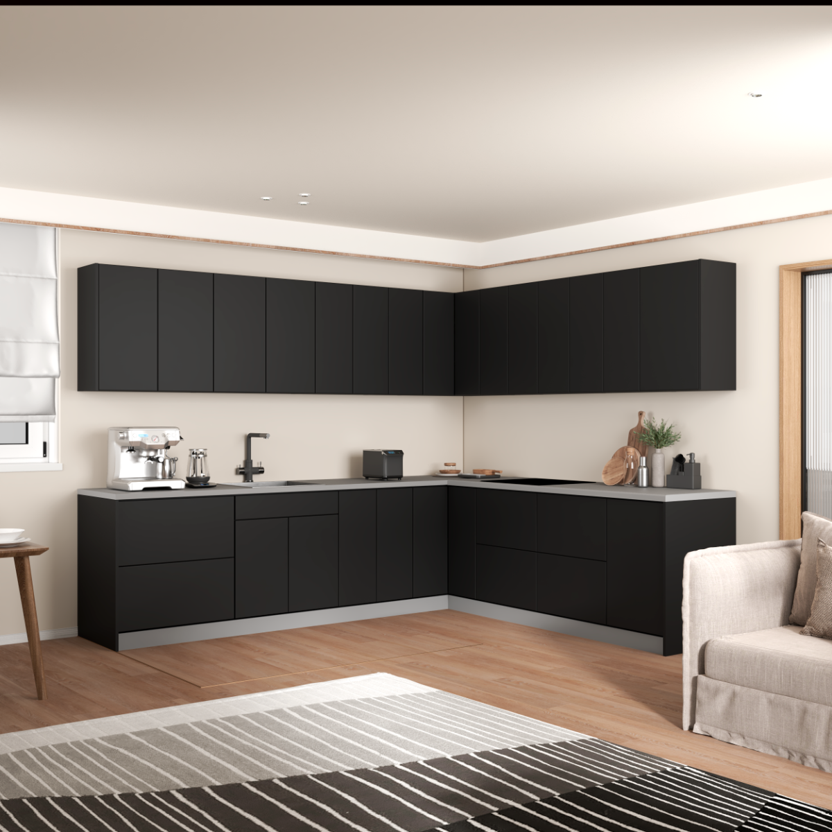 Kitchen Modern Collection Black Color Base Size 10x8,5Ft Wide
