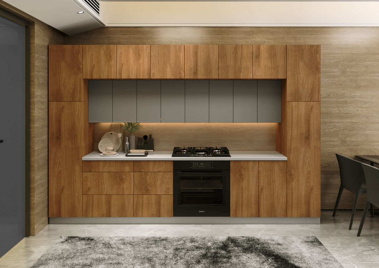 Kitchen Luxe Collection Natural Teak & Gray Color Base Size 12Ft Wide