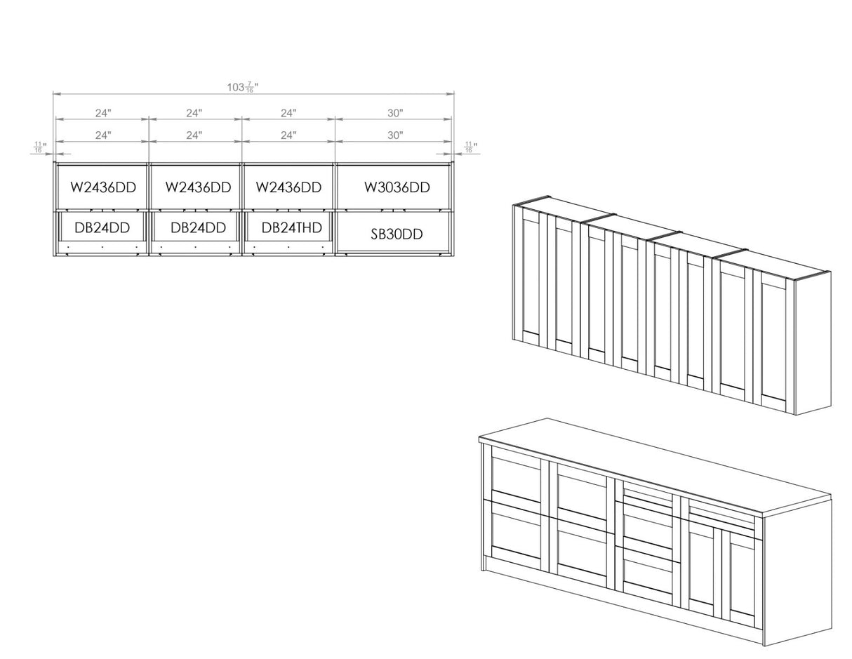 Kitchen Fusion Collection Base Size 8.5Ft Wide