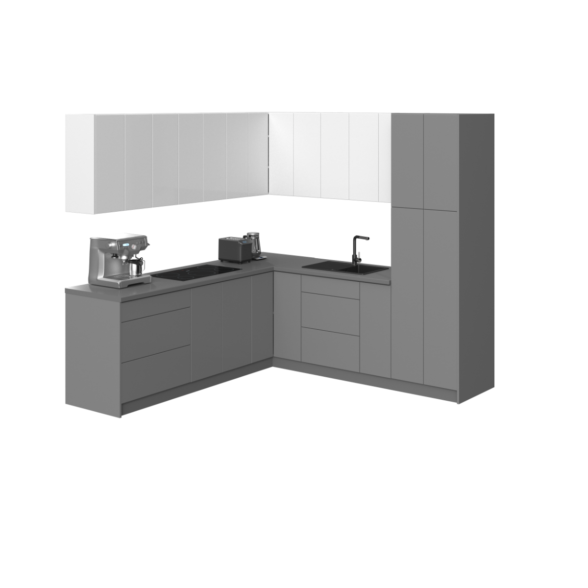 Kitchen Urban Collection Gray & White Gloss Color Base Size 8x8Ft Wide