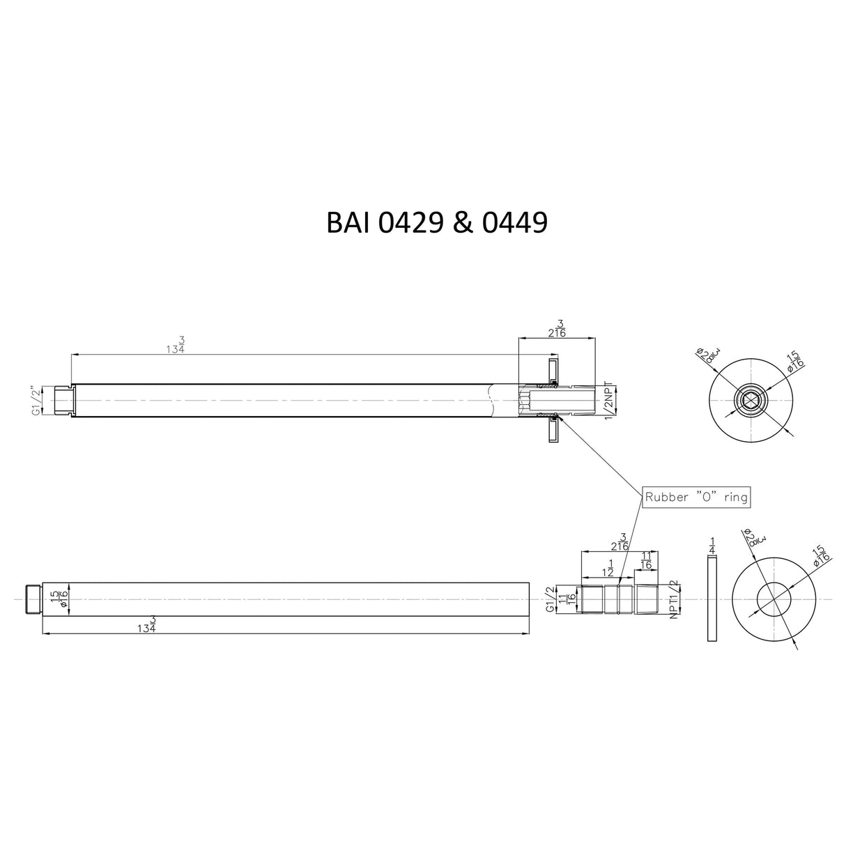 KOLO Ceiling Mounted 14-inch Shower Head Arm