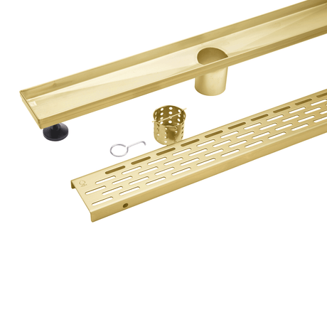 KOLO 0519 Stainless Steel 24-inch Linear Shower Drain in Brushed Gold