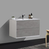 KOLO 0707 Wall Hung 36-inch Bathroom Vanity in Stone Gray Finish