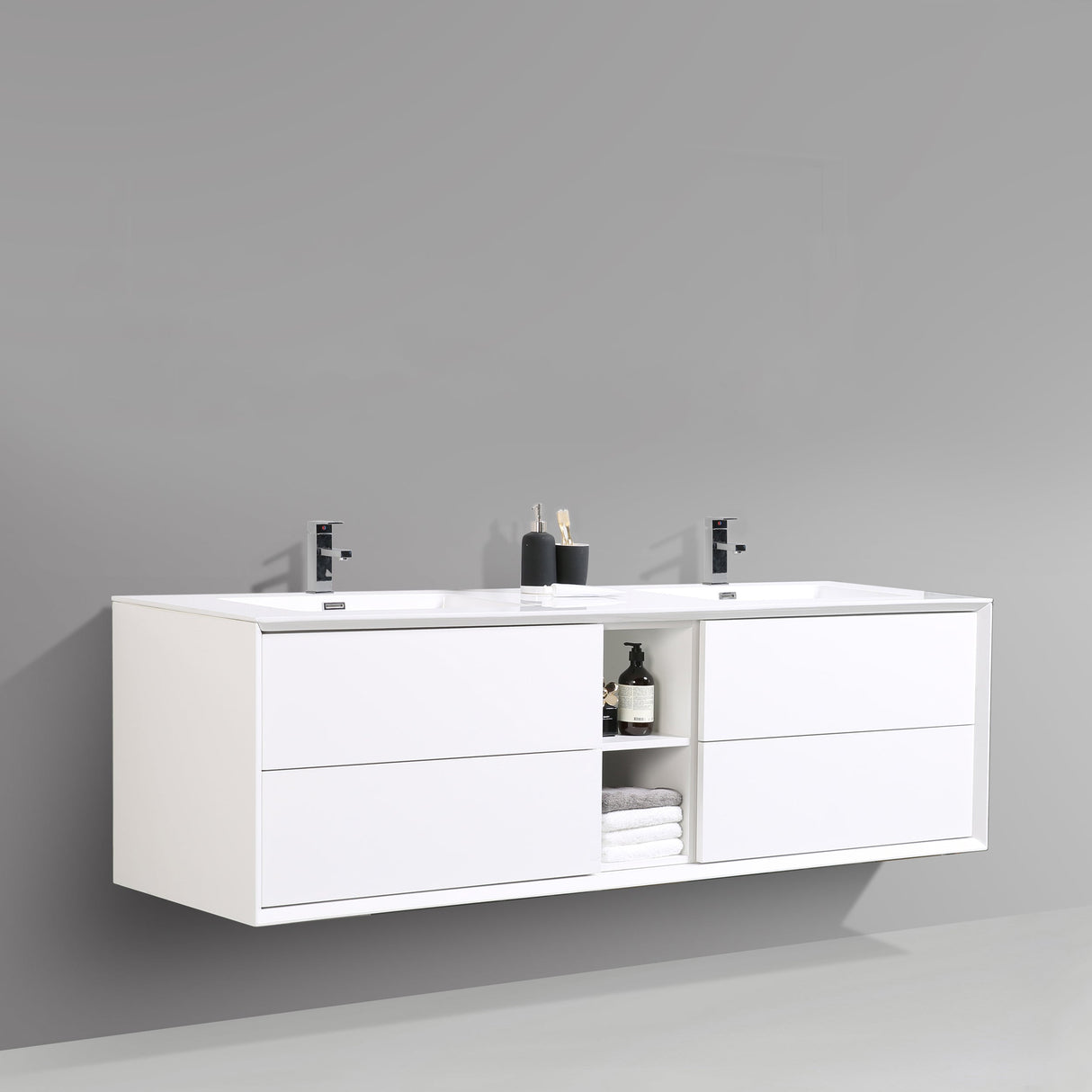 KOLO 0710 Wall Hung 75-inch Bathroom Vanity in Gloss White Finish