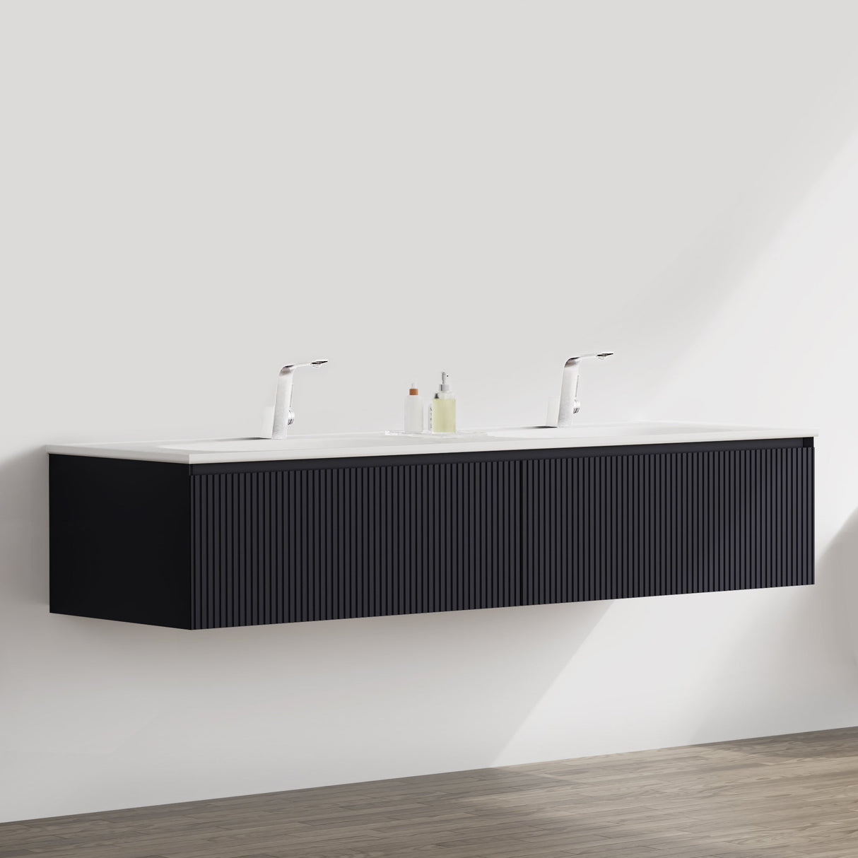 KOLO 0725 Wall Hung 71-inch Bathroom Vanity in Matte Black Finish