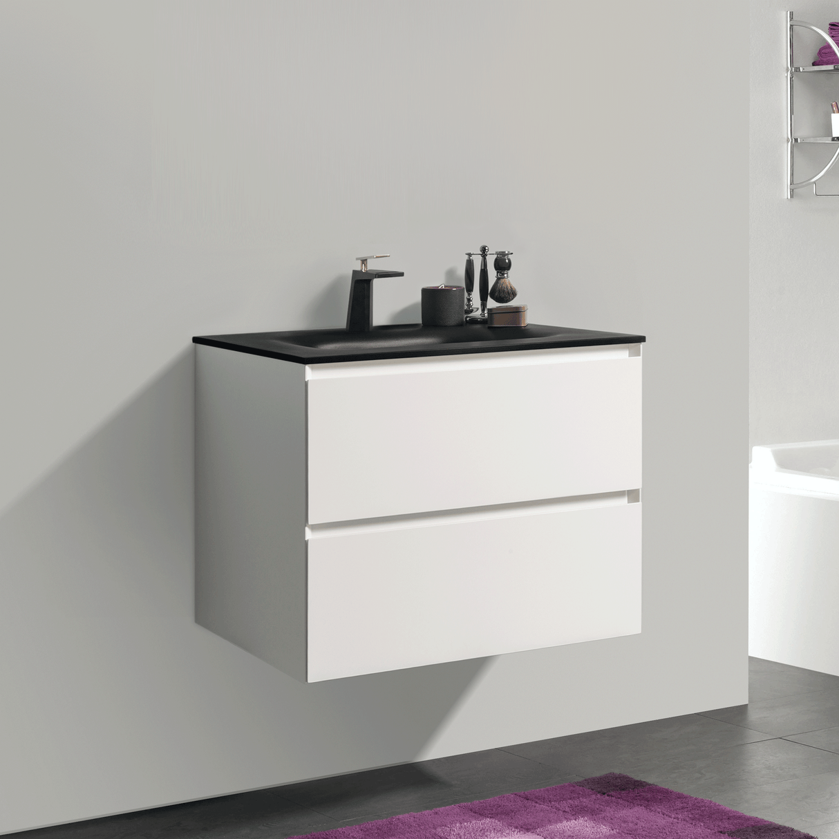 KOLO 0801 Wall Hung 26-inch Bathroom Vanity in Matte White Finish