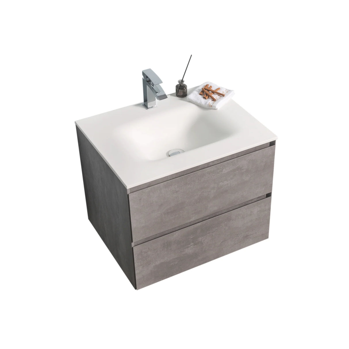 KOLO 0802 Wall Hung 26-inch Bathroom Vanity in Stone Gray Finish