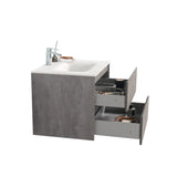 KOLO 0802 Wall Hung 26-inch Bathroom Vanity in Stone Gray Finish