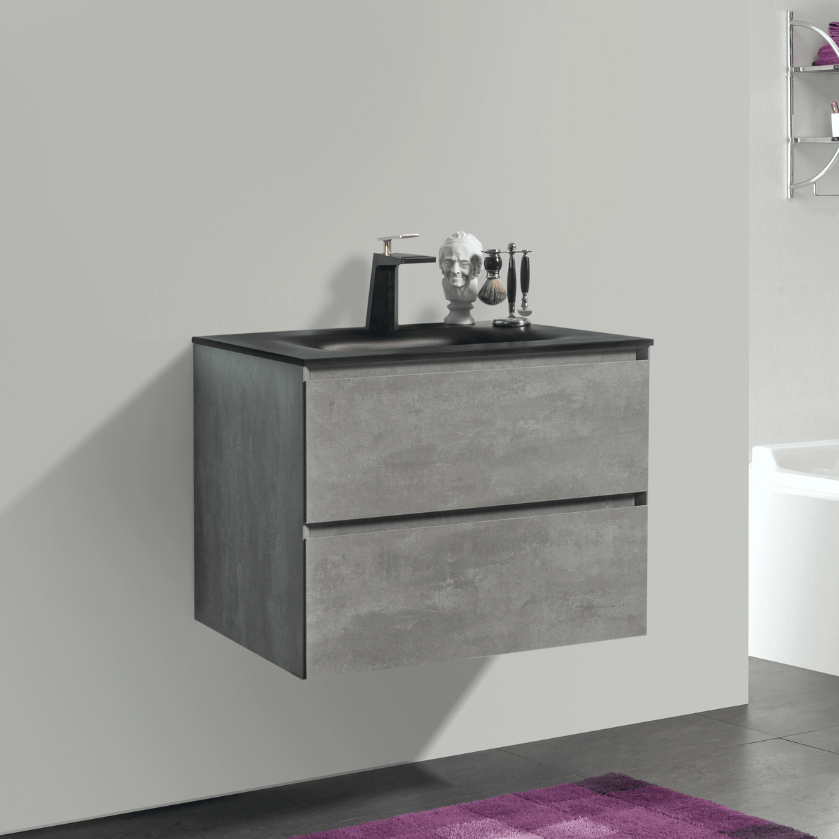 KOLO 0803 Wall Hung 26-inch Bathroom Vanity in Stone Gray Finish