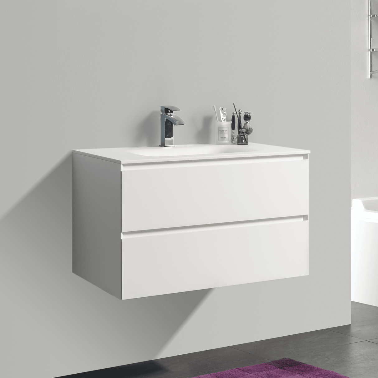 KOLO 0806 Wall Hung 34-inch Bathroom Vanity in Matte White Finish