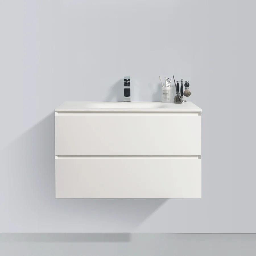 KOLO 0806 Wall Hung 34-inch Bathroom Vanity in Matte White Finish