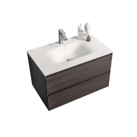 KOLO 0810 Wall Hung 34-inch Bathroom Vanity in Graphite Wood Finish