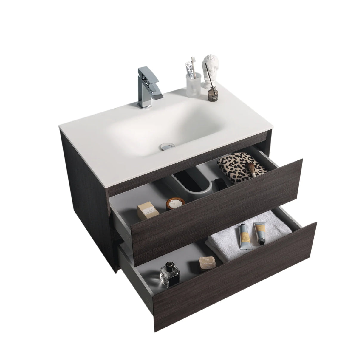 KOLO 0810 Wall Hung 34-inch Bathroom Vanity in Graphite Wood Finish