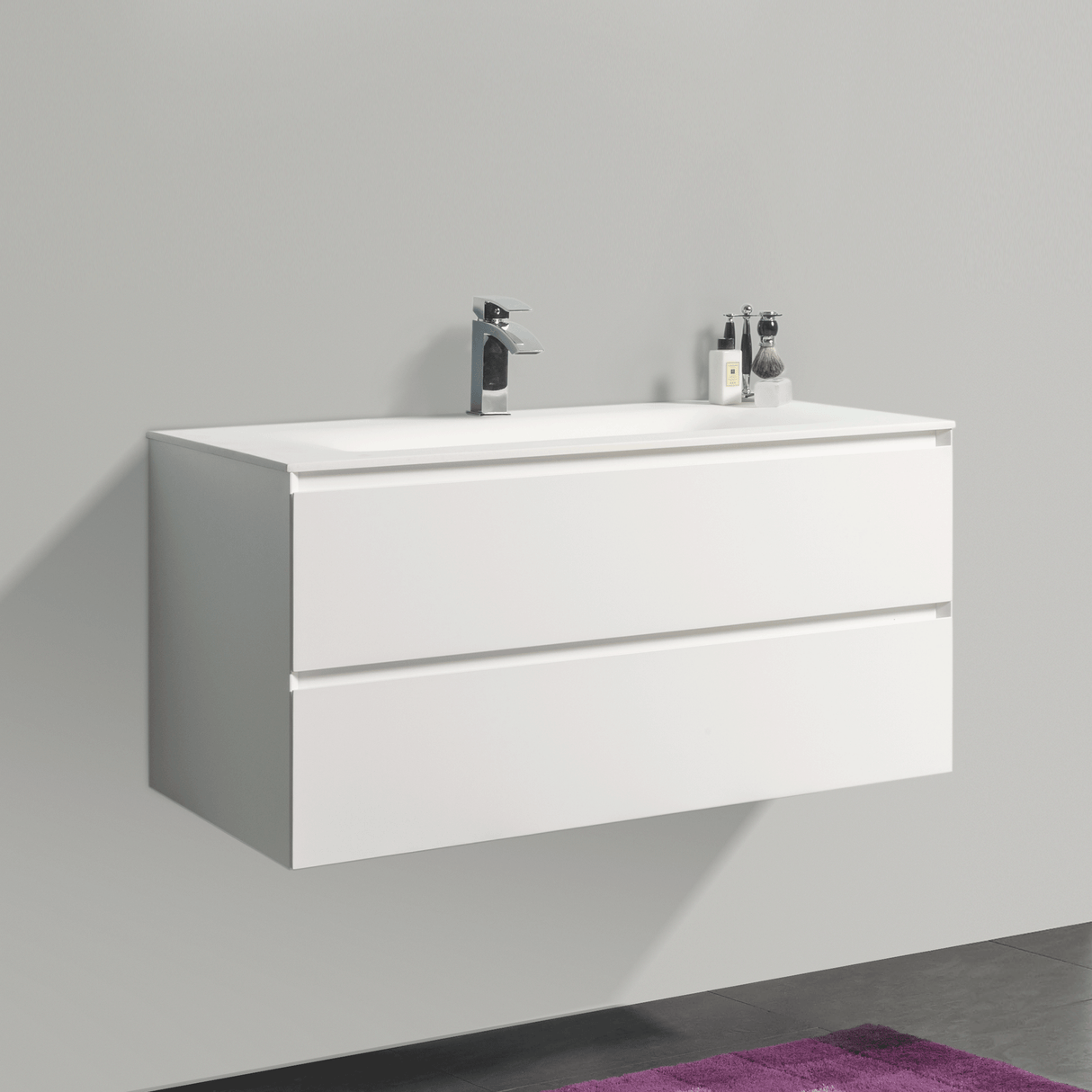 KOLO 0812 Wall Hung 42-inch Bathroom Vanity in Matte White Finish