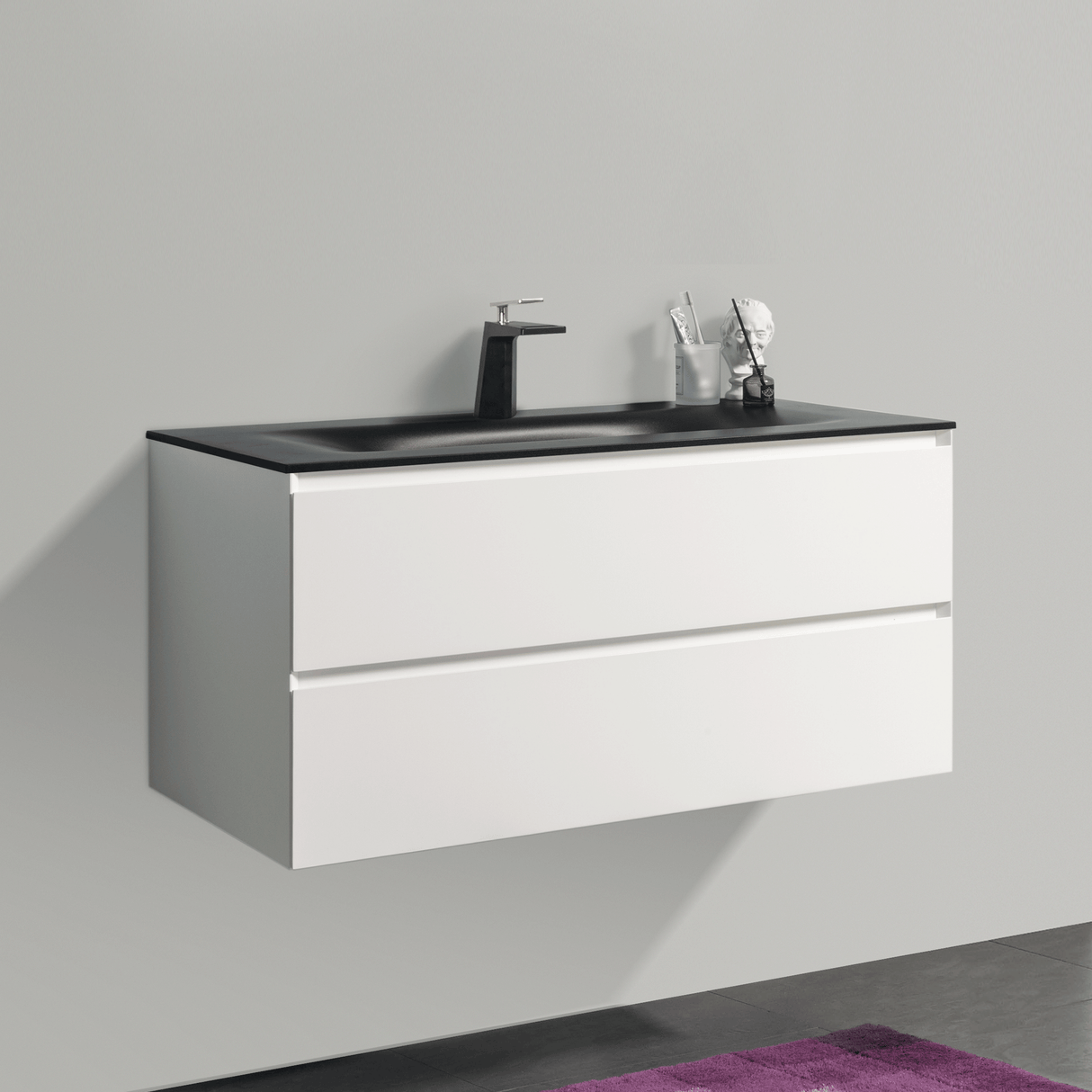 KOLO 0813 Wall Hung 42-inch Bathroom Vanity in Matte White Finish