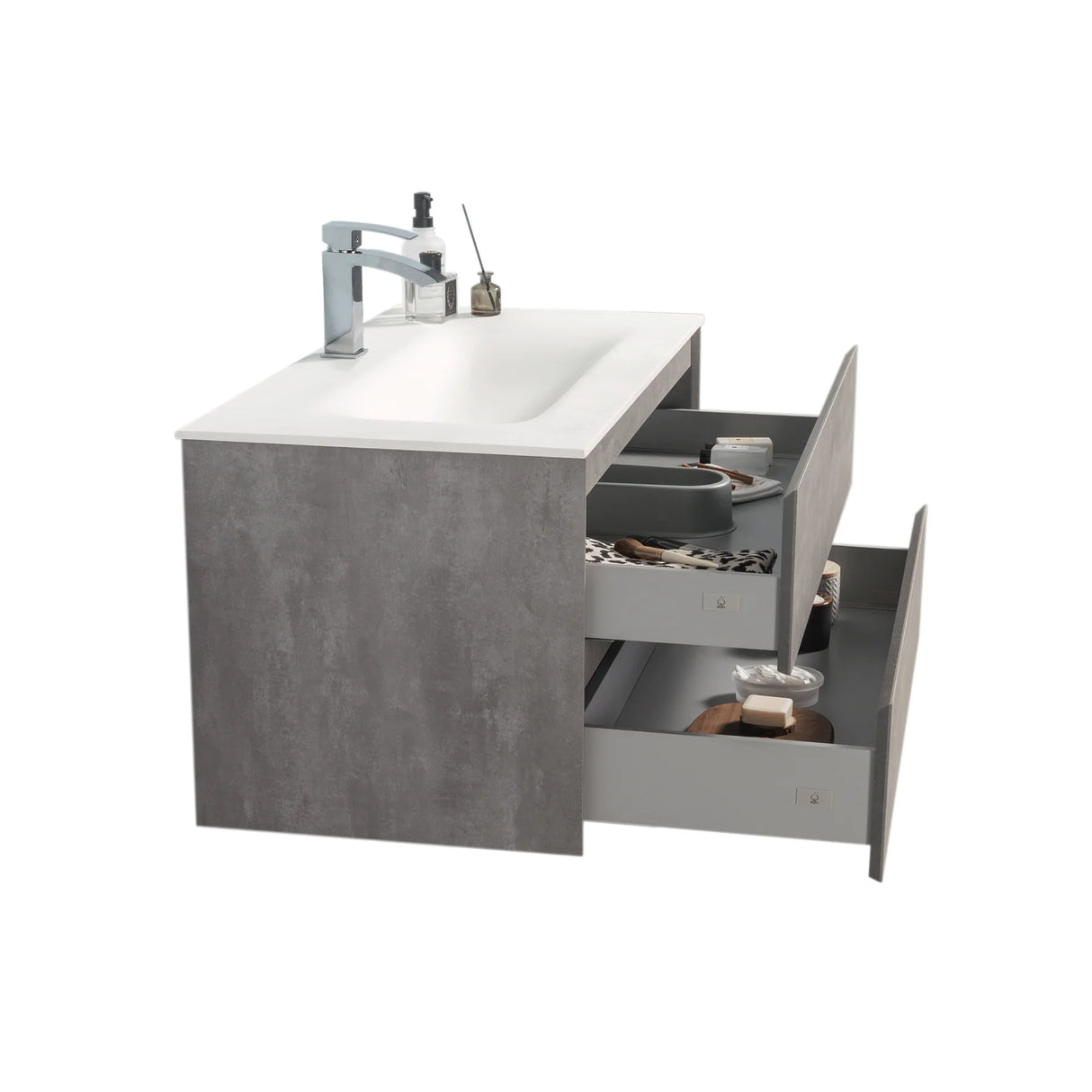 KOLO 0814 Wall Hung 42-inch Bathroom Vanity in Stone Gray Finish