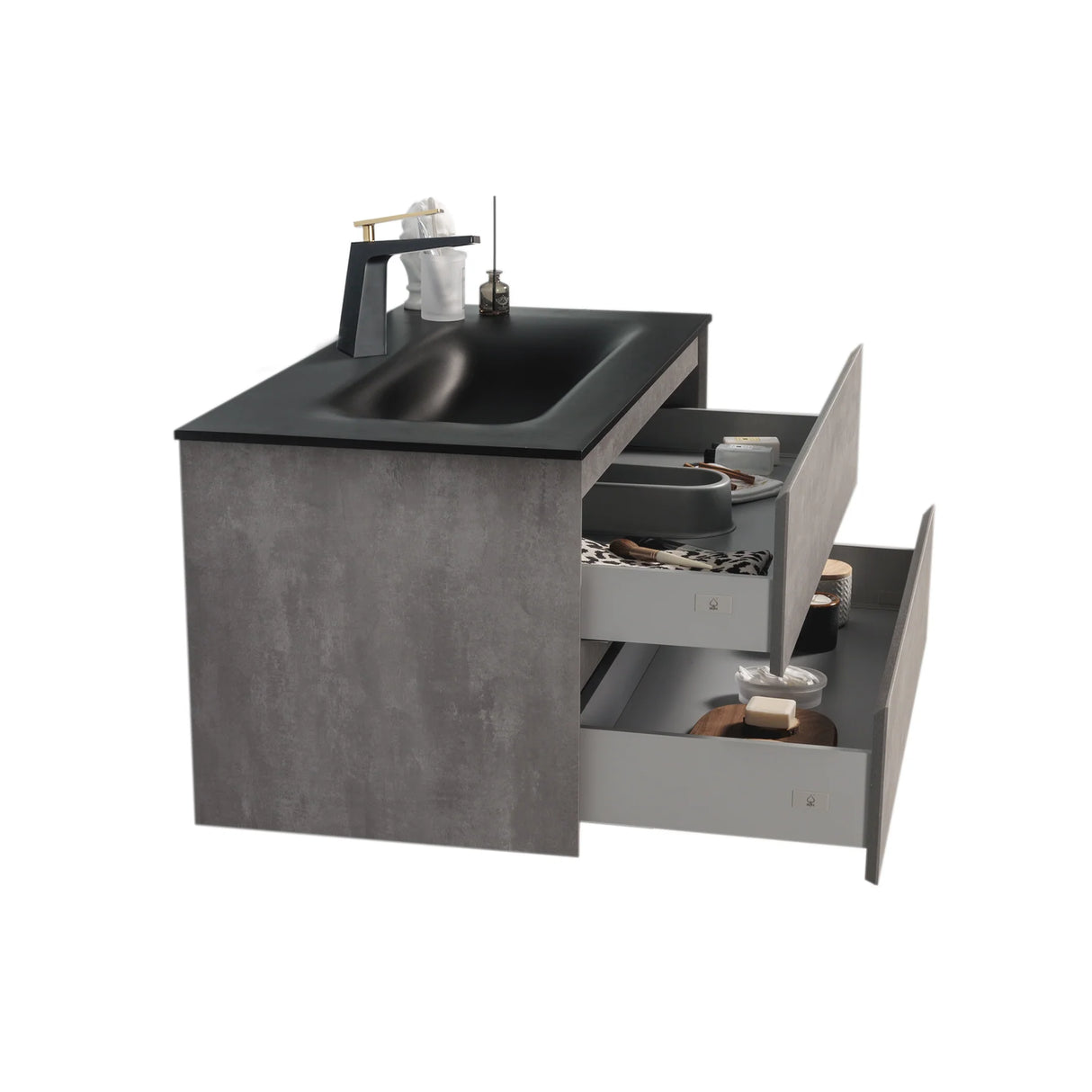 KOLO 0815 Wall Hung 42-inch Bathroom Vanity in Stone Gray Finish