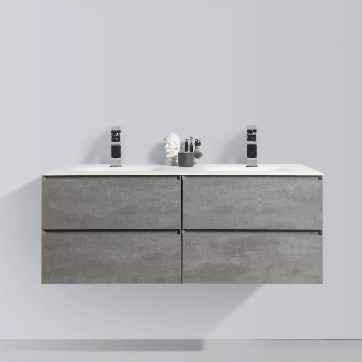 KOLO 0820 Wall Hung 52-inch Bathroom Vanity in Stone Gray Finish