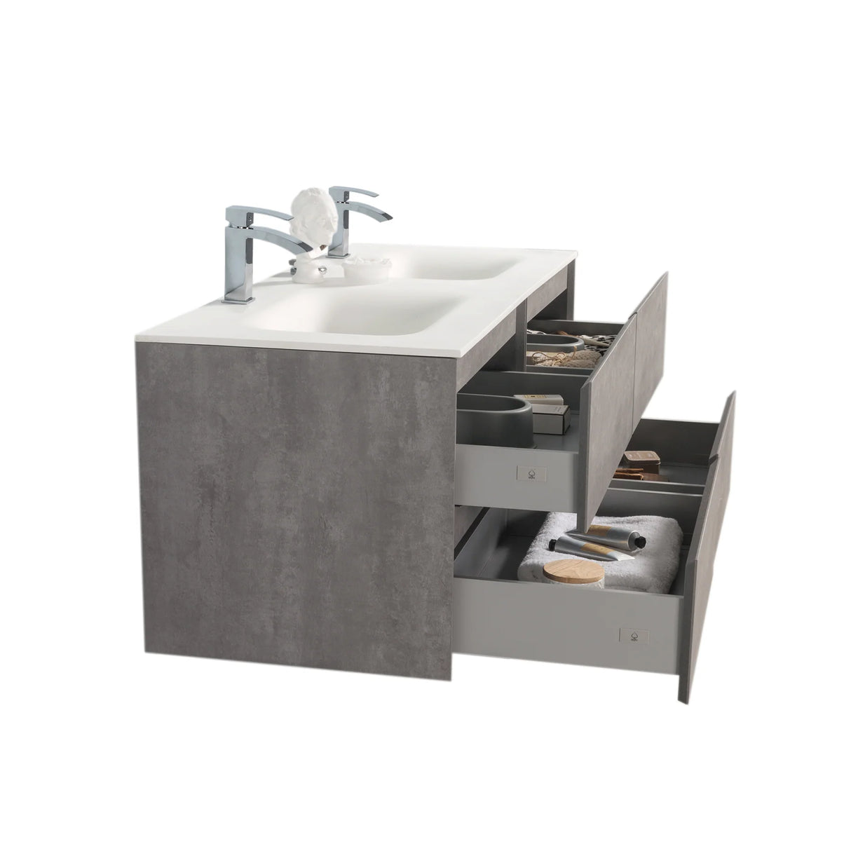 KOLO 0820 Wall Hung 52-inch Bathroom Vanity in Stone Gray Finish