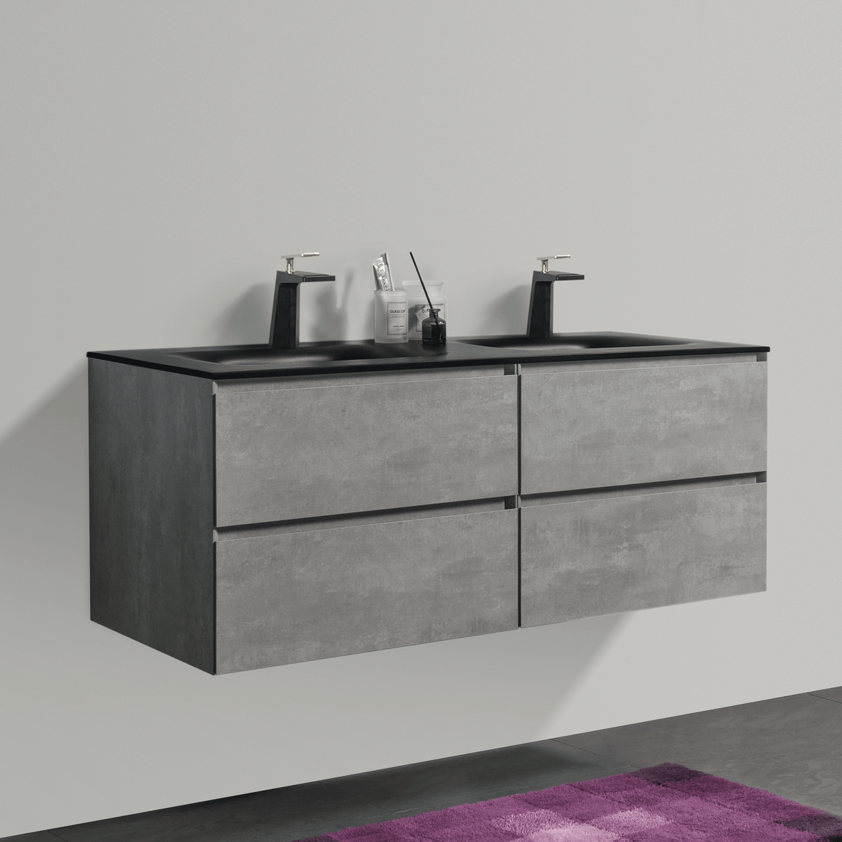 KOLO 0821 Wall Hung 52-inch Bathroom Vanity in Stone Gray Finish