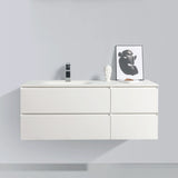 KOLO 0824 Wall Hung 52-inch Bathroom Vanity in Matte White Finish