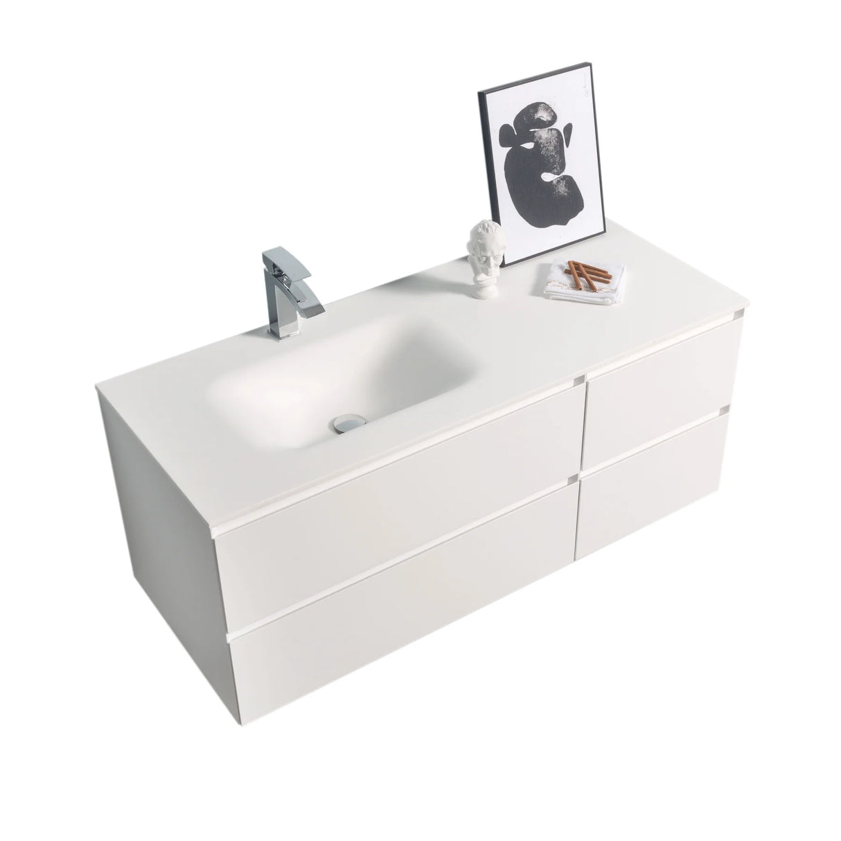 KOLO 0824 Wall Hung 52-inch Bathroom Vanity in Matte White Finish