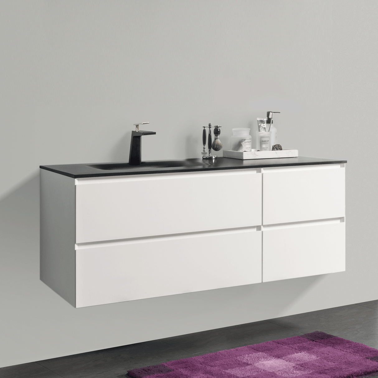 KOLO 0825 Wall Hung 52-inch Bathroom Vanity in Matte White Finish