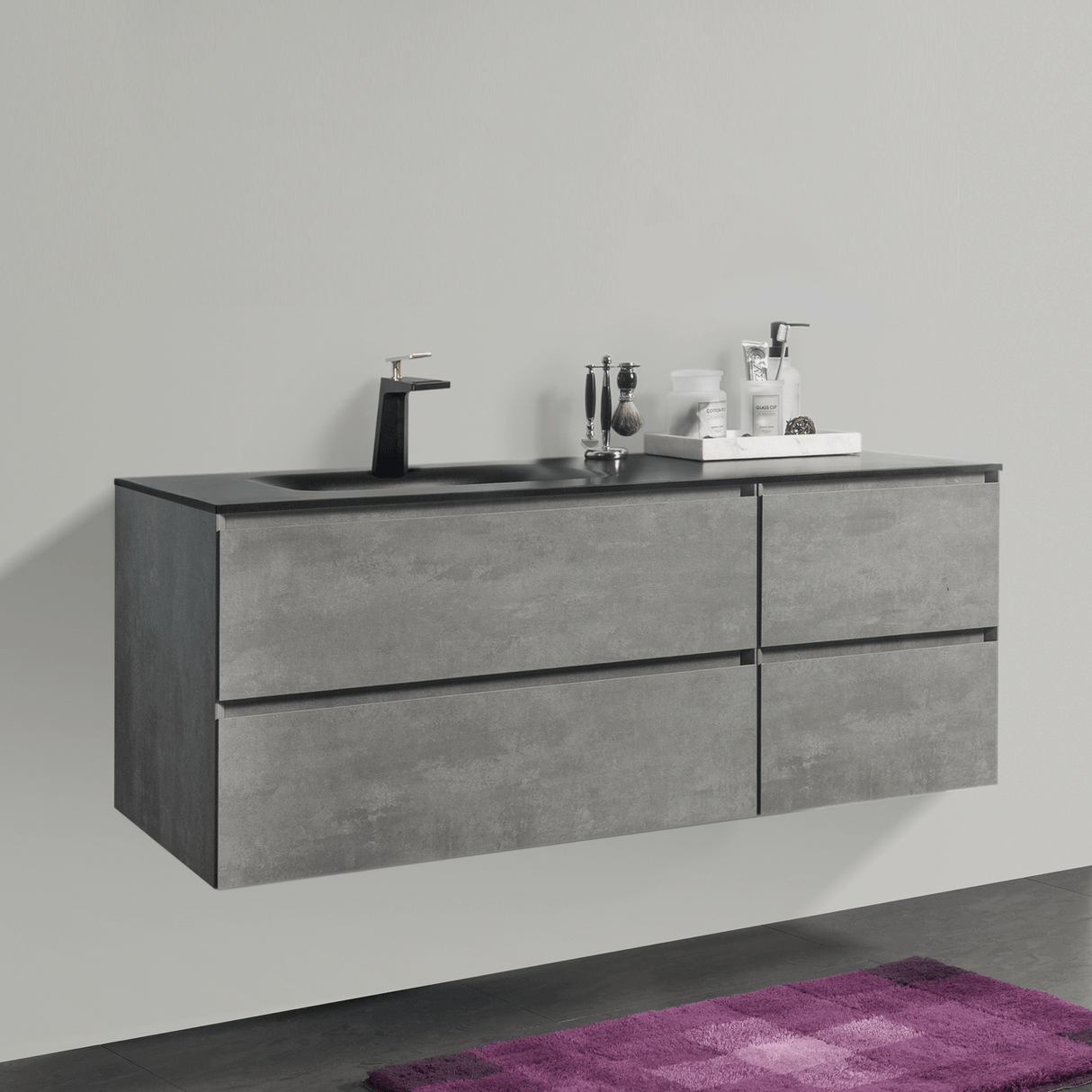 KOLO 0827 Wall Hung 52-inch Bathroom Vanity in Stone Gray Finish