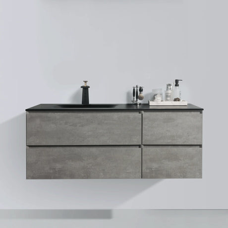 KOLO 0827 Wall Hung 52-inch Bathroom Vanity in Stone Gray Finish