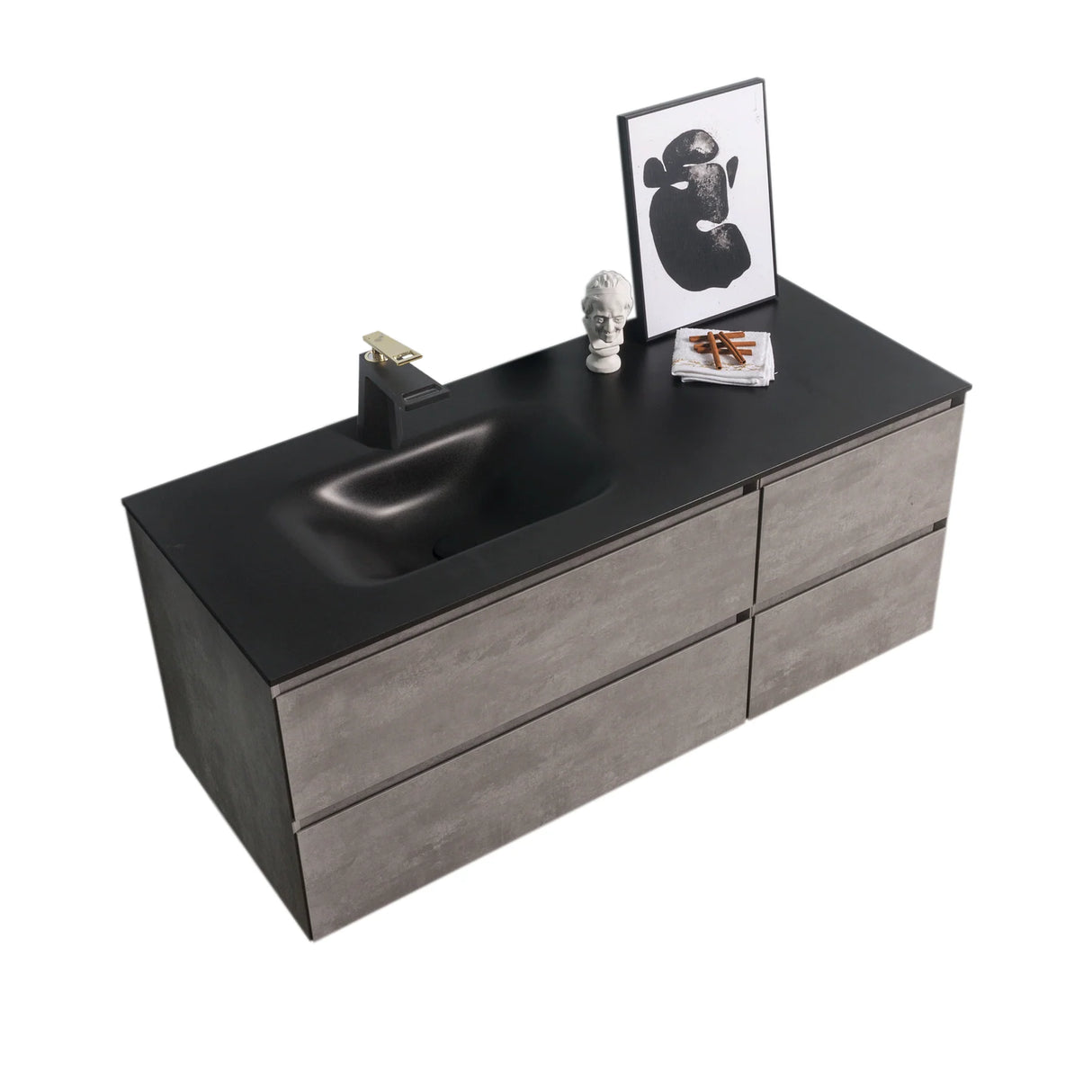 KOLO 0827 Wall Hung 52-inch Bathroom Vanity in Stone Gray Finish