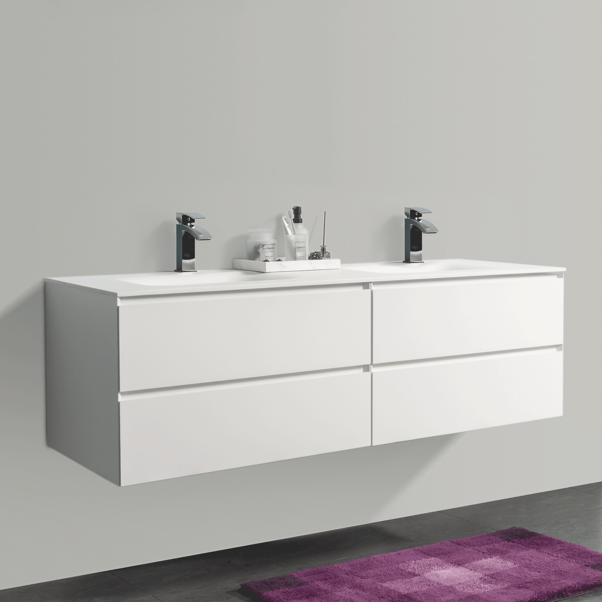 KOLO 0830 Wall Hung 68-inch Bathroom Vanity in Matte White Finish