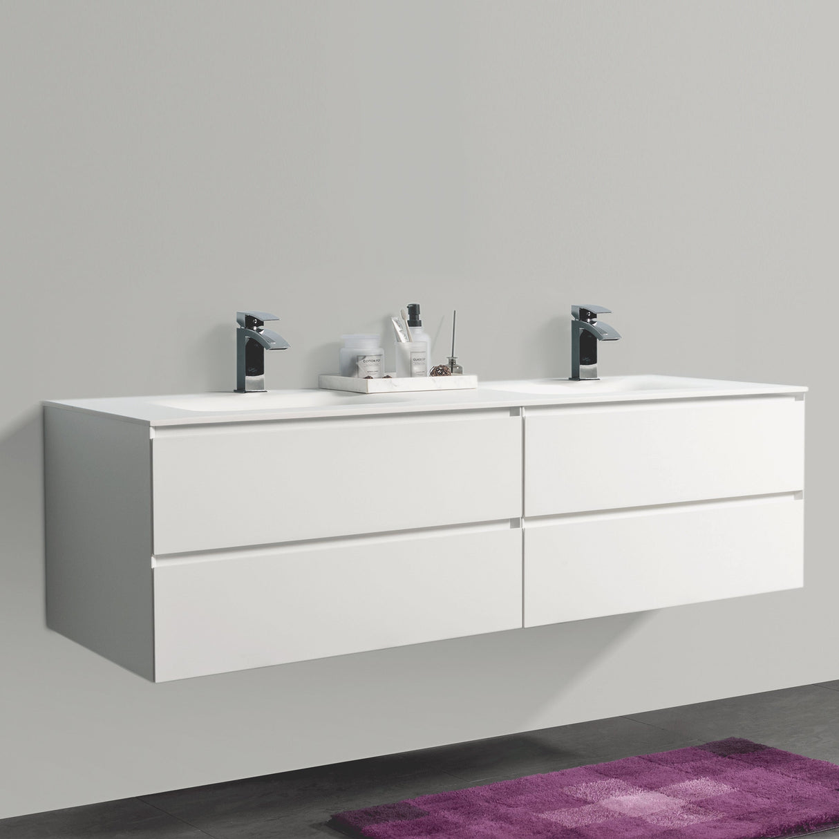 KOLO 0837 Wall Hung 84-inch Bathroom Vanity in Matte White Finish