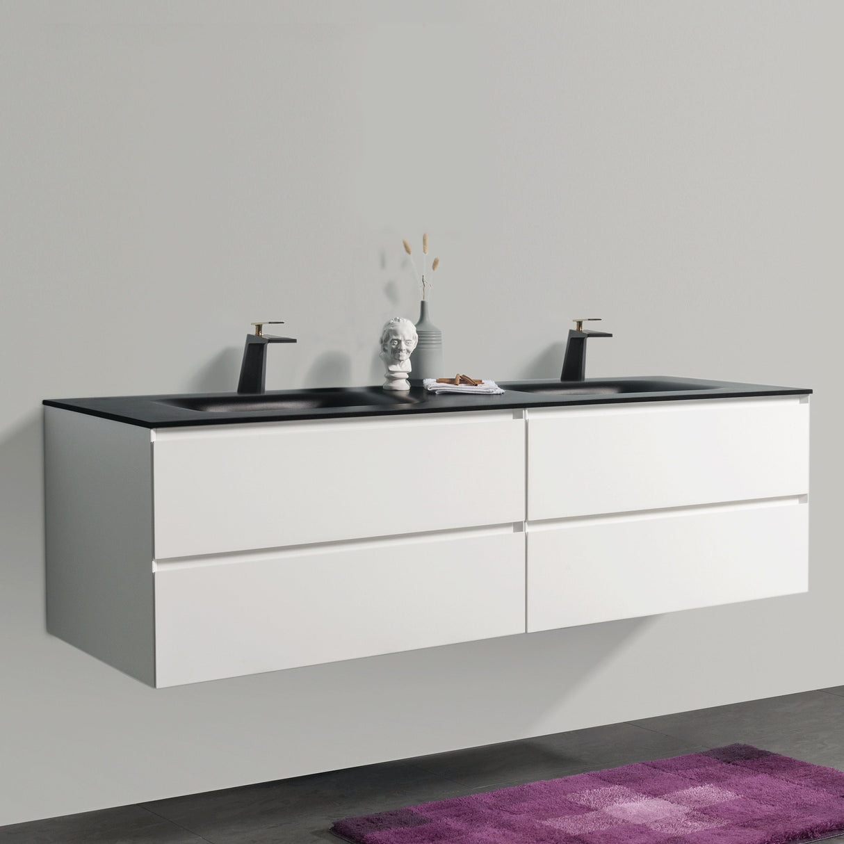 KOLO 0838 Wall Hung 84-inch Bathroom Vanity in Matte White Finish