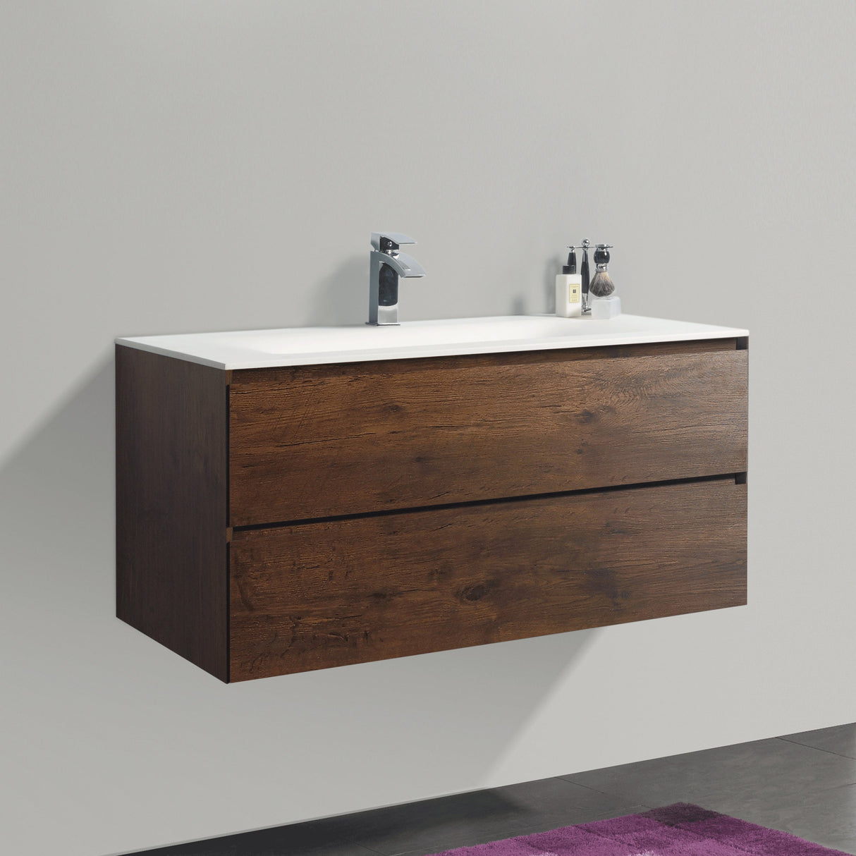 KOLO 0868 Wall Hung 42-inch Bathroom Vanity in Rose Wood Finish